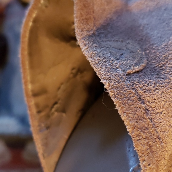 AMERICAN EAGLE Tan Suede High Heel Clog with studs sz 8 - Picture 7 of 7